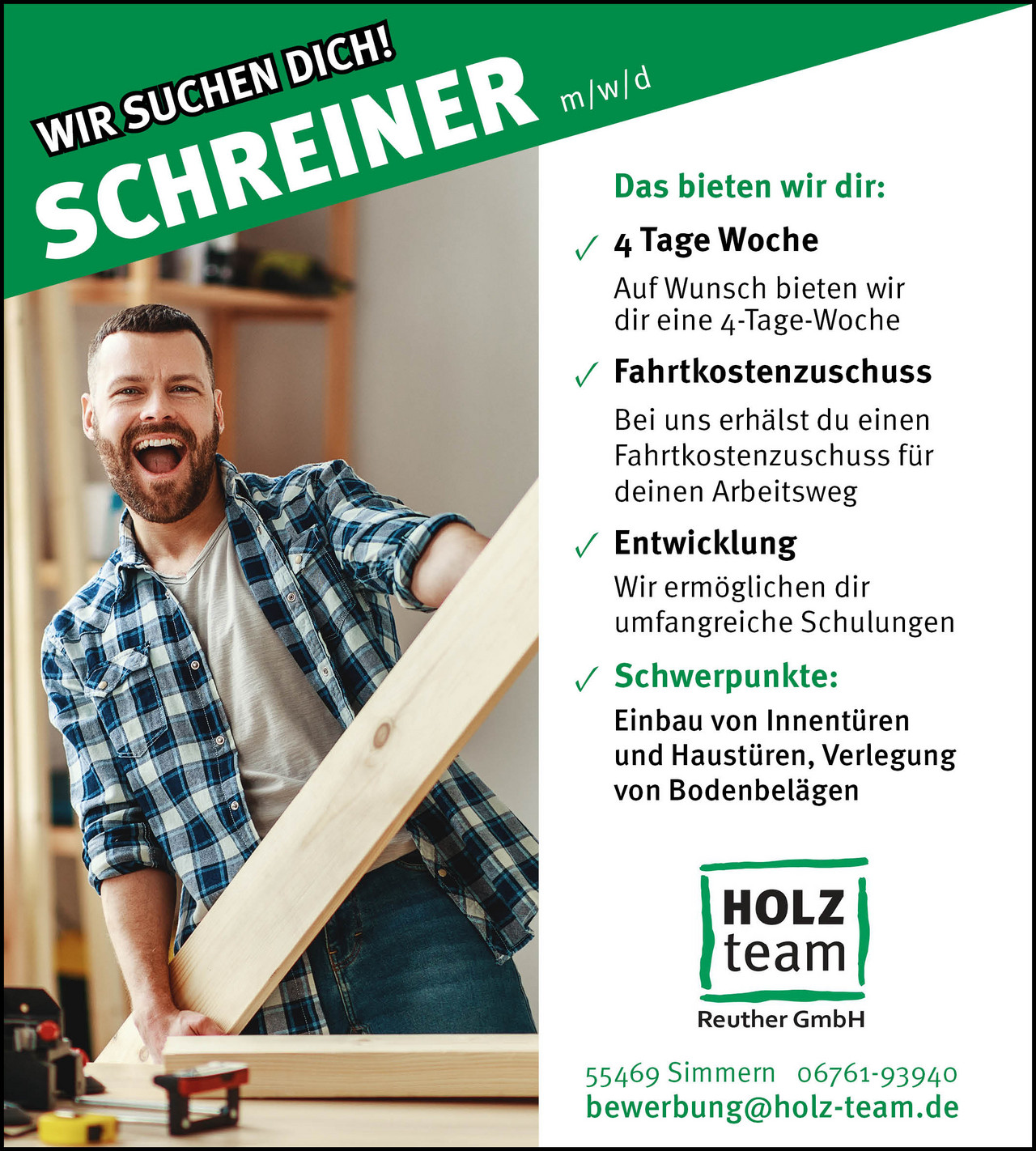 Schreiner Stellenanzeige